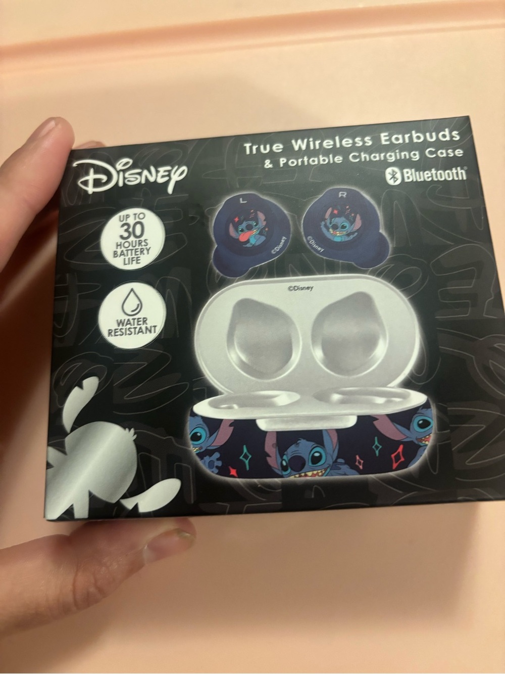 Disney Stitch Wireless Earbuds and Charging Case - Blue, Purple, Pink Accents